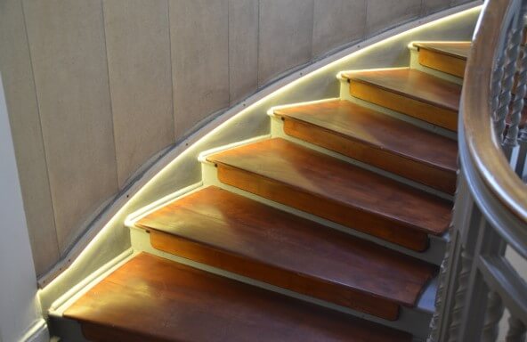 Led Light Strips On Stairway