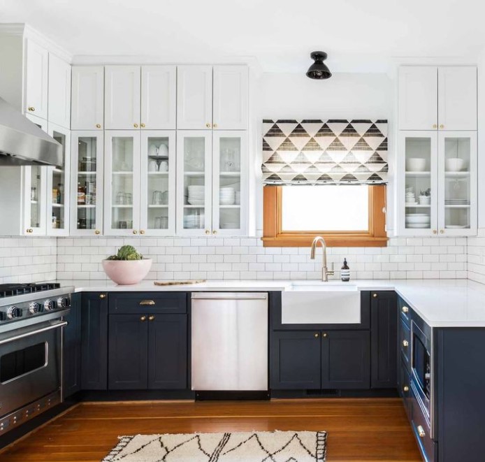 Minimalist two tone Kitchen Cabinet