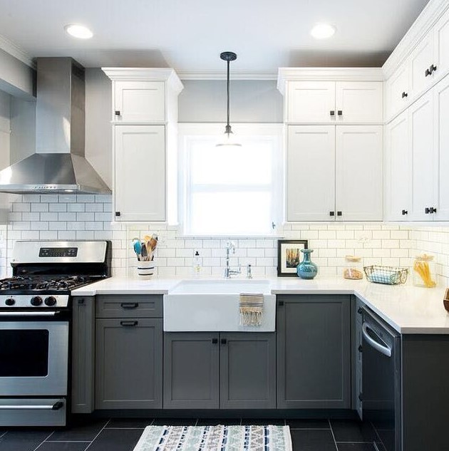 Monochrome in Vintage Look kitchen kabinet