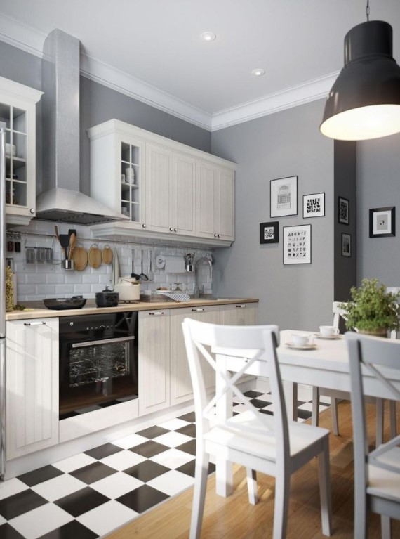 Two Tone Chessboard Kitchen Design