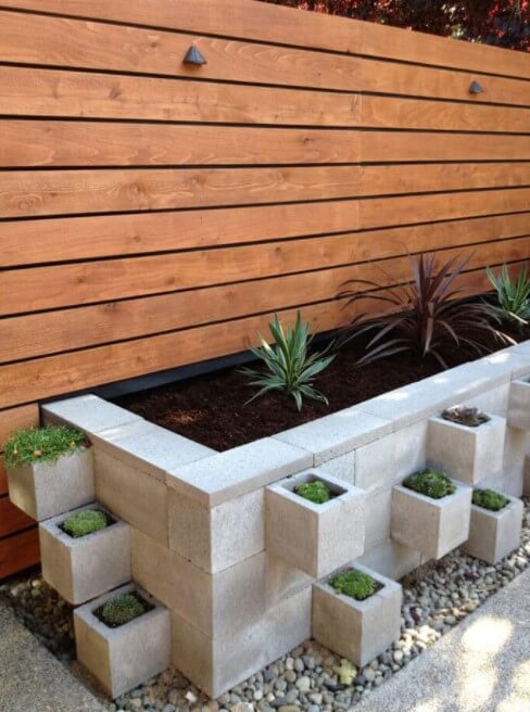 Modern Industrial Cinderblock Planter Bed