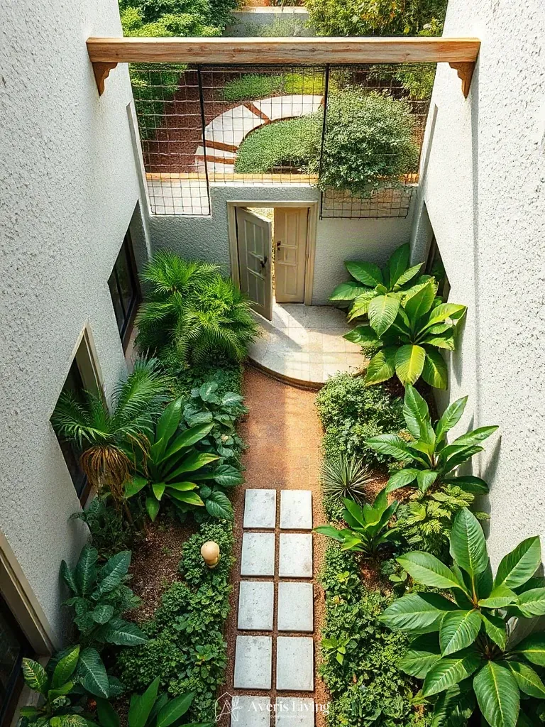 Complete garden harmony in a tropical backyard herb garden before and after