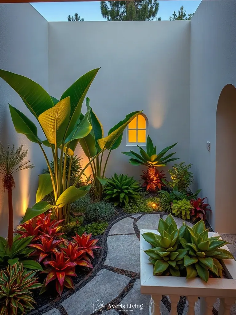 Garden harmony in tropical backyard flower bed design inspiration