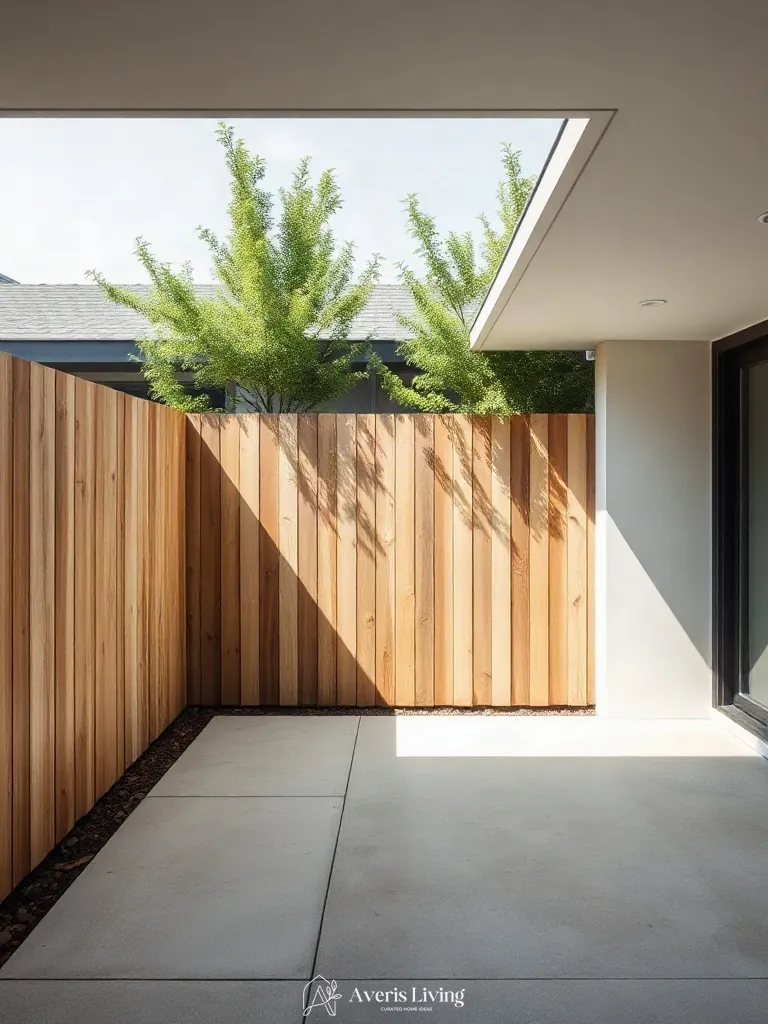 Acoustic dampening details in aesthetic backyard privacy fence inspiration