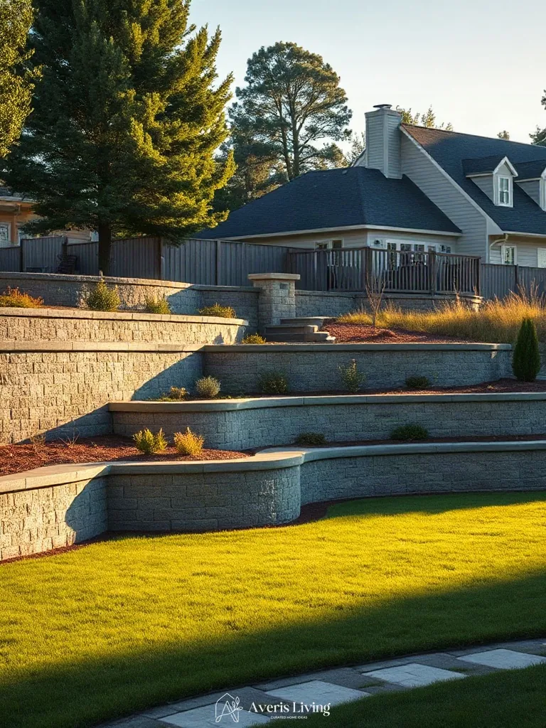 Vertical dimension added by backyard retaining wall