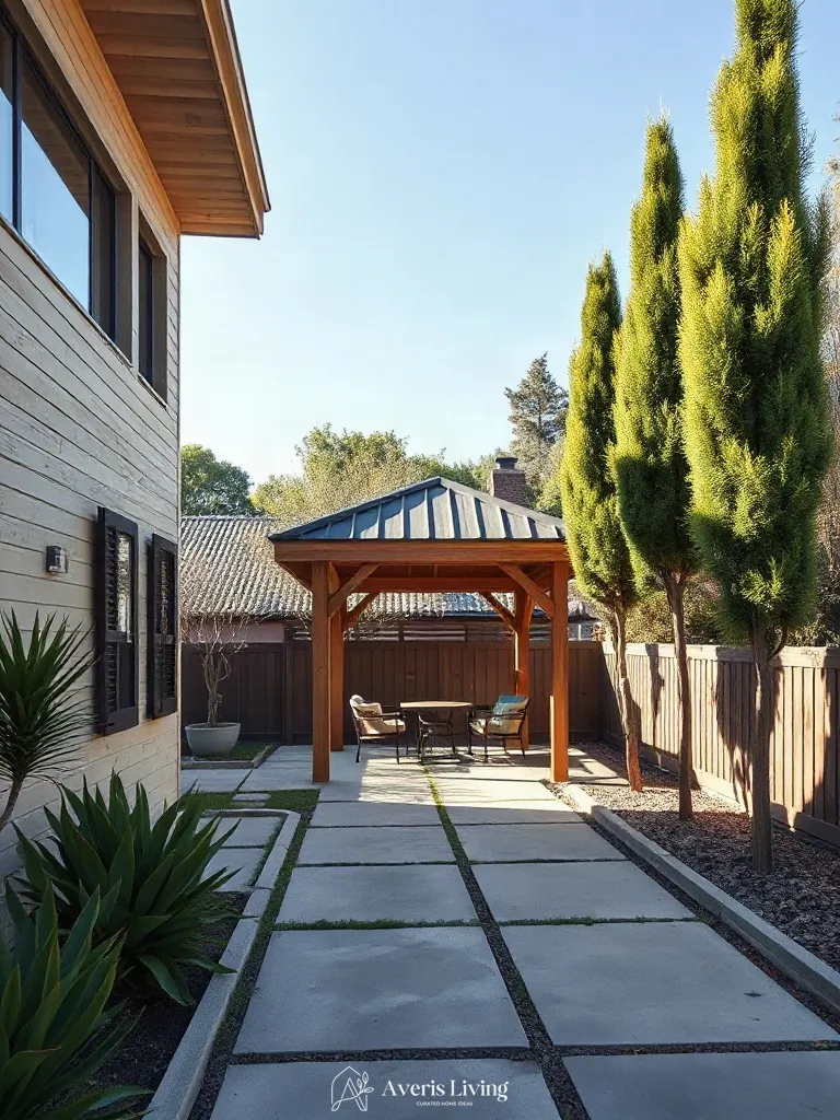 Vertical garden dimensions complementing a backyard gazebo