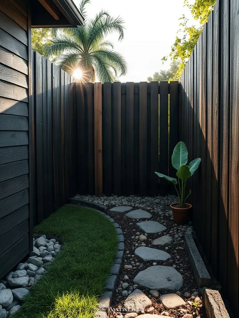 Architectural fence lines separating garden zones