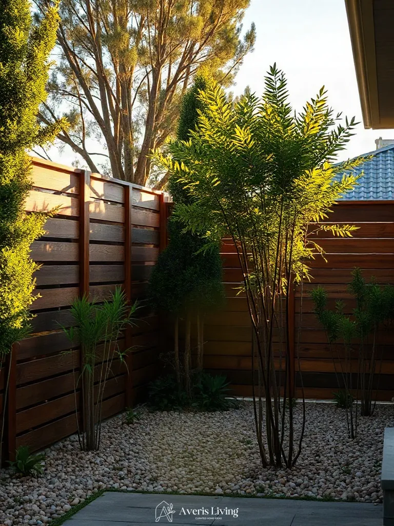 Architectural bamboo and privacy fence landscape design
