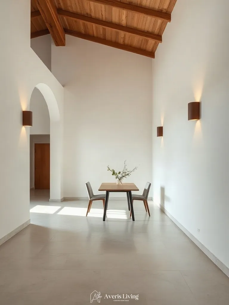 Architectural sconces in an affordable dining room for small spaces