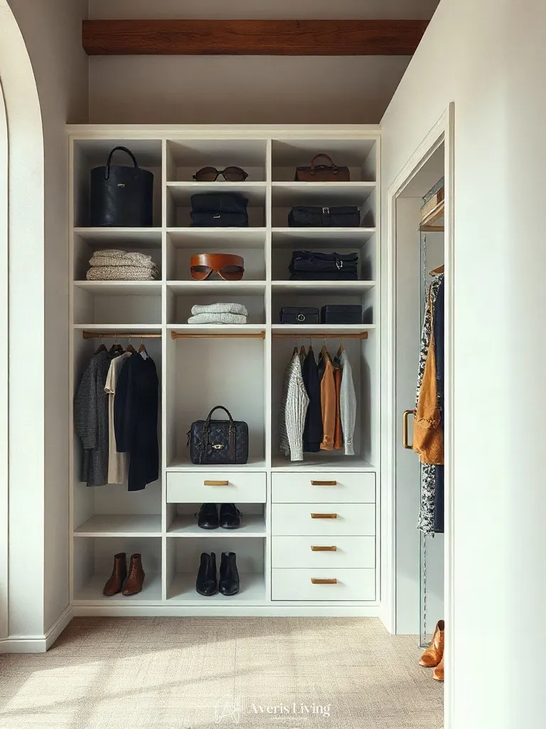 Artful editorial styling of small closet organization systems