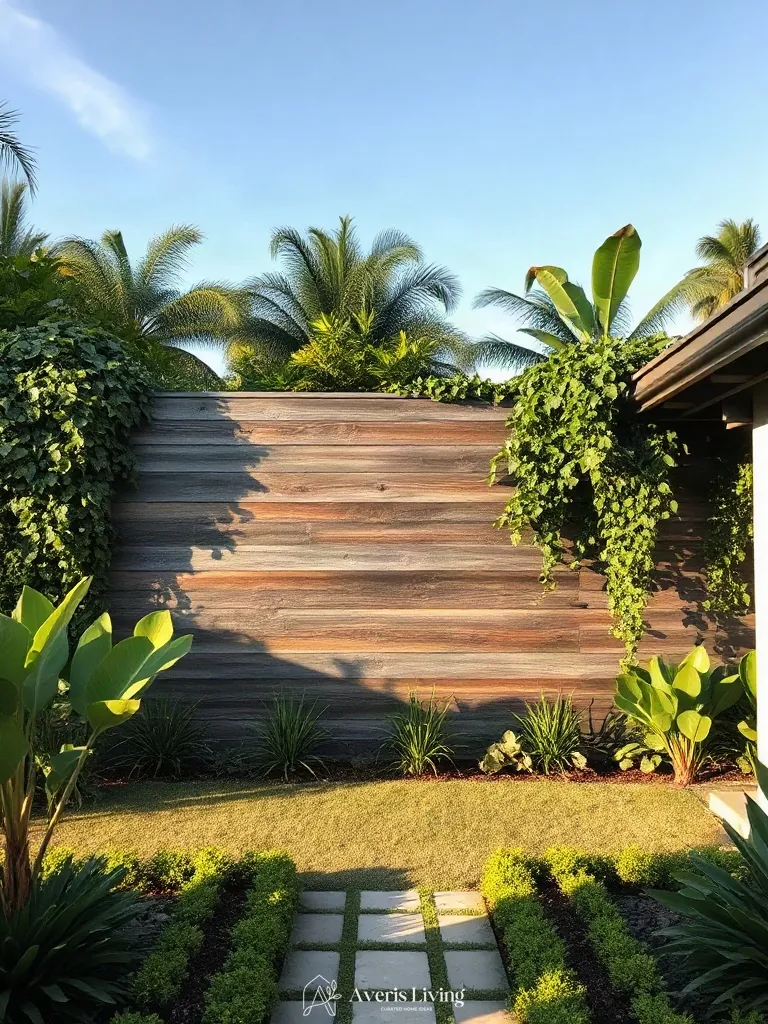 Retaining wall blending into tropical landscape borders