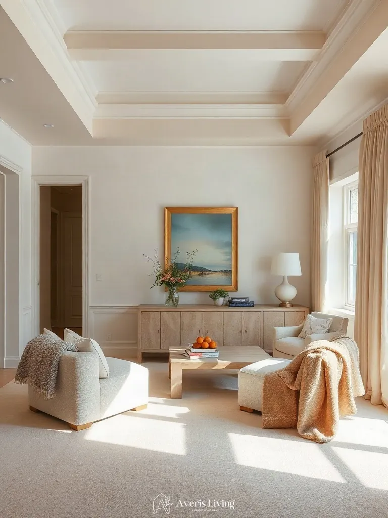 Bouclé upholstery and soft textiles in a farmhouse master bedroom aesthetic