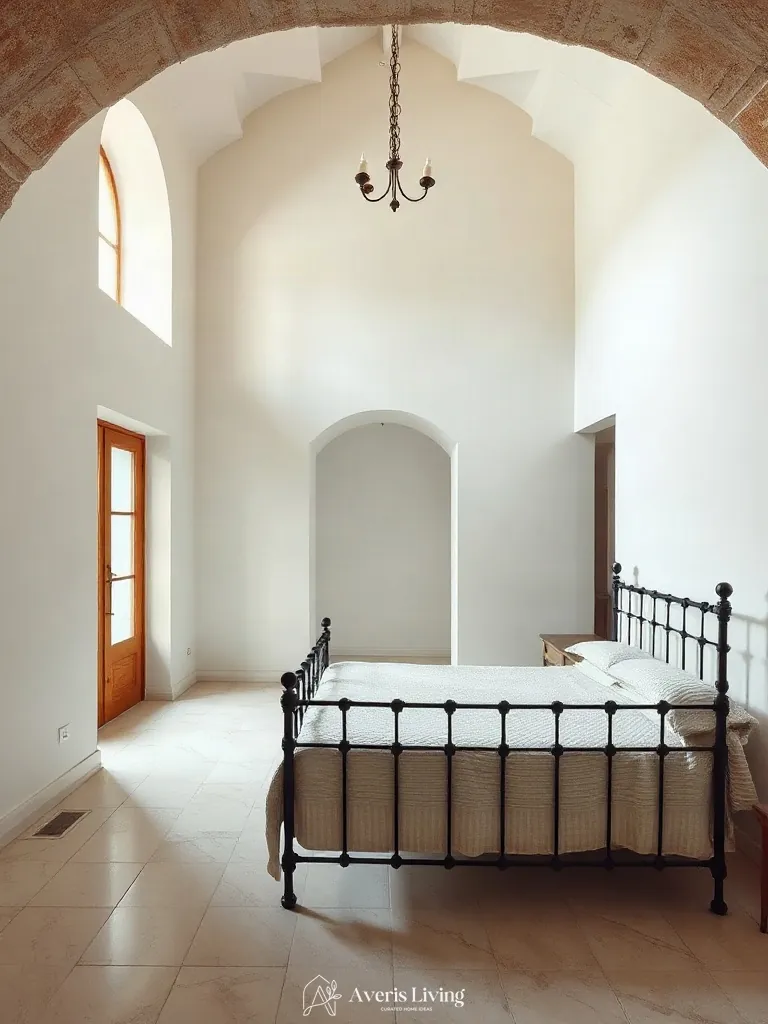 Circulation pathways and ergonomic layout around an iron bed frame