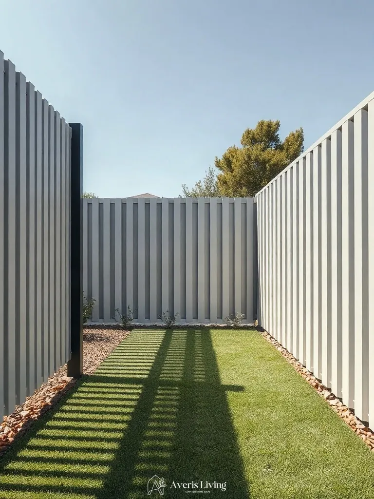 Clean architectural privacy fence separating exterior spaces
