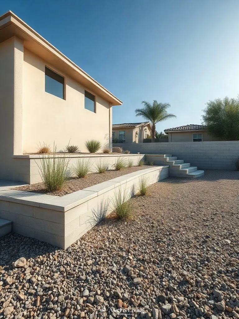 Clean architectural lines in a drought tolerant backyard retaining wall makeover