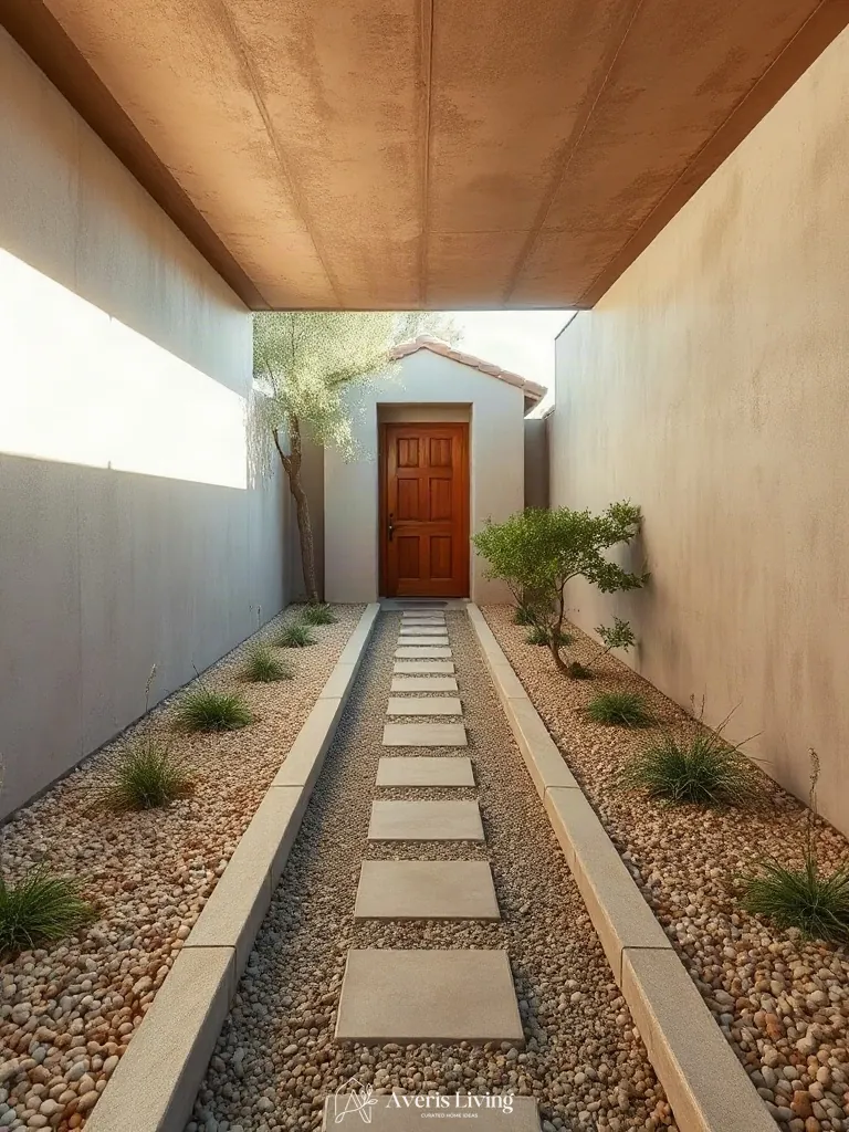 Clean transitions between paved surfaces and xeriscape planting beds