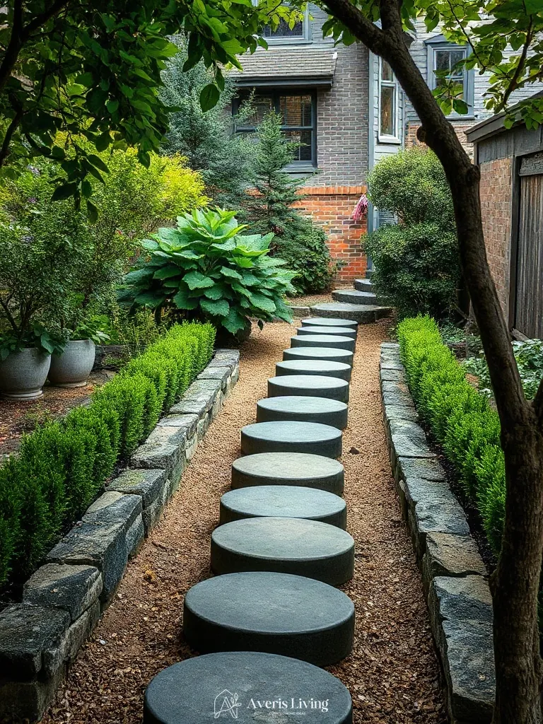 Thoughtful landscaping details completing shade backyard stepping stones before and after