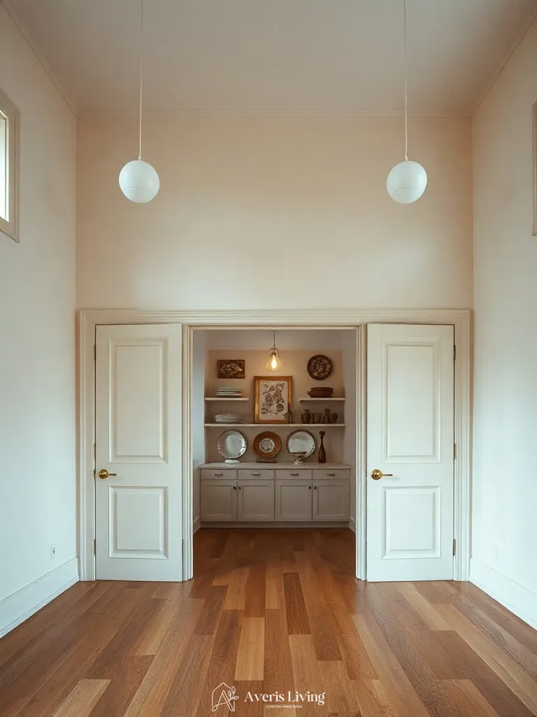Concealed pantry walls with vintage kitchen wall decor
