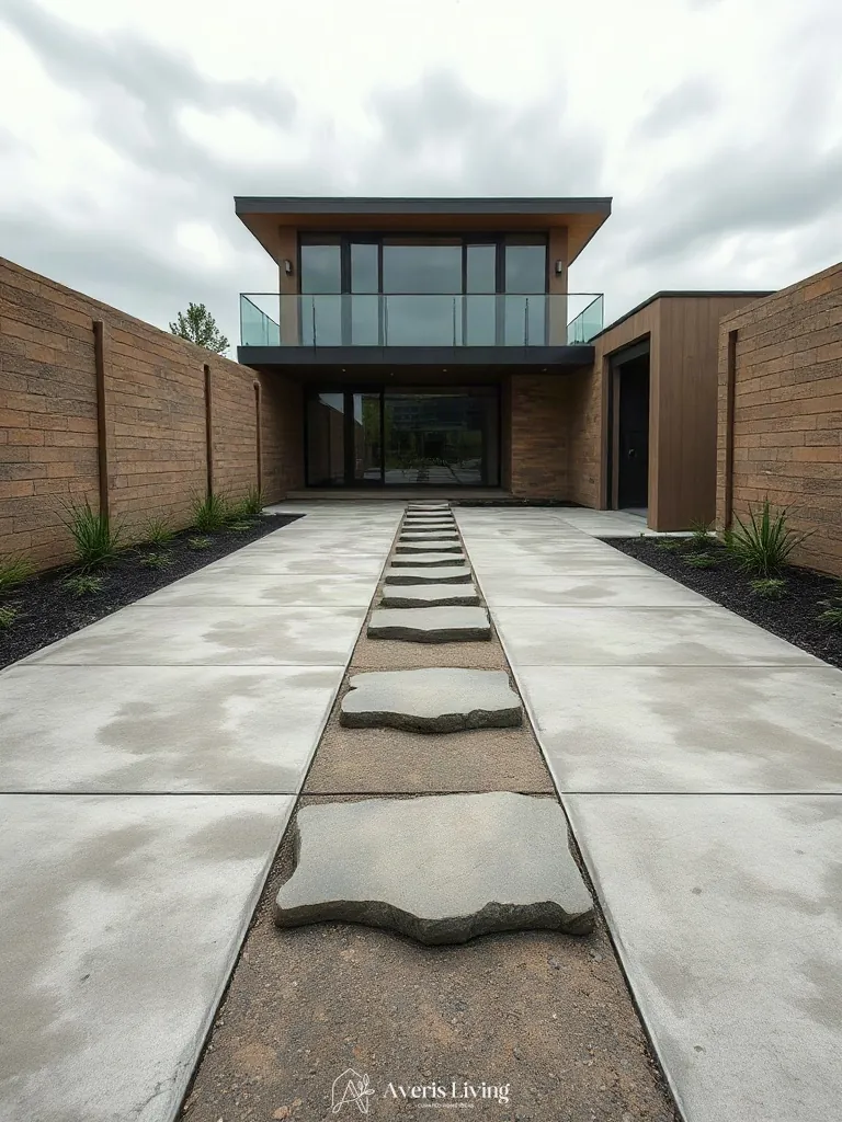 Contrasting textures in a modern backyard stepping stones makeover