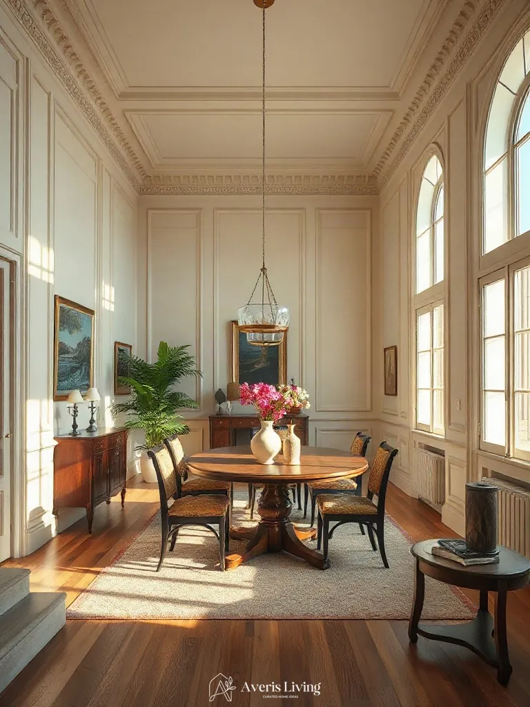 Fluted millwork details in an affordable dining room for small spaces