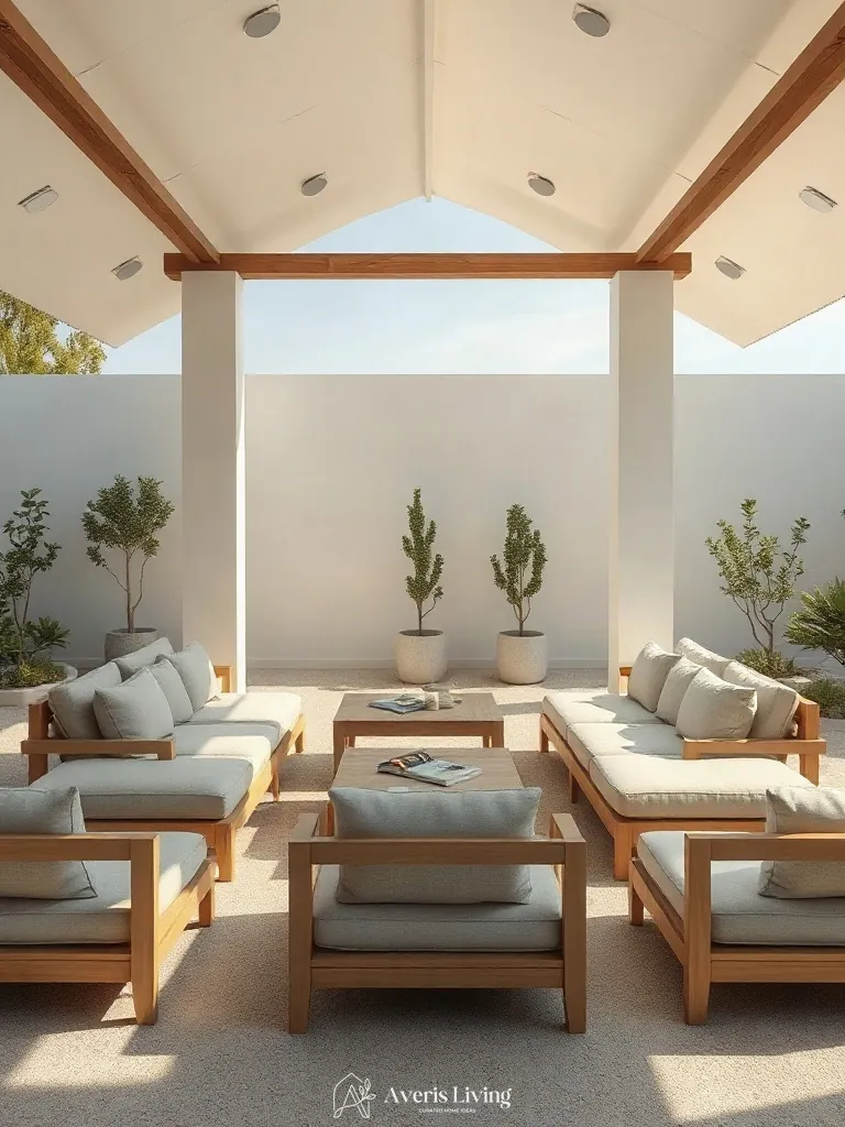 Cozy outdoor seating arranged within an aesthetic backyard gazebo design