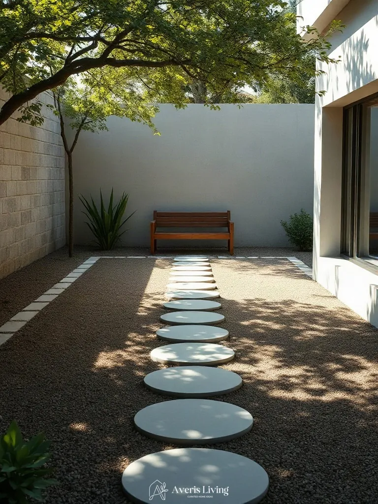Cozy seating nook near shade backyard stepping stones before and after