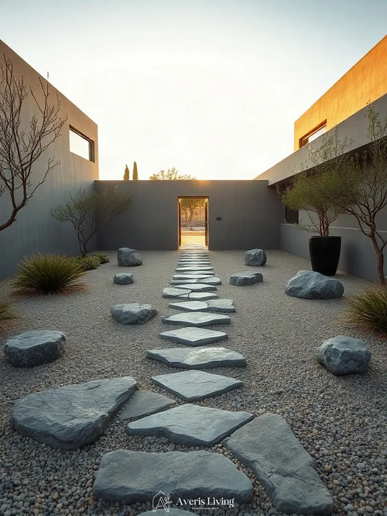 Backyard sightlines enhanced by strategic stone placement