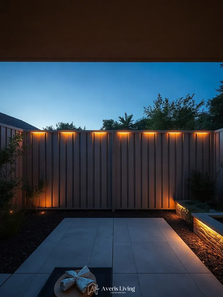 Warm evening glow along aesthetic backyard privacy fence inspiration