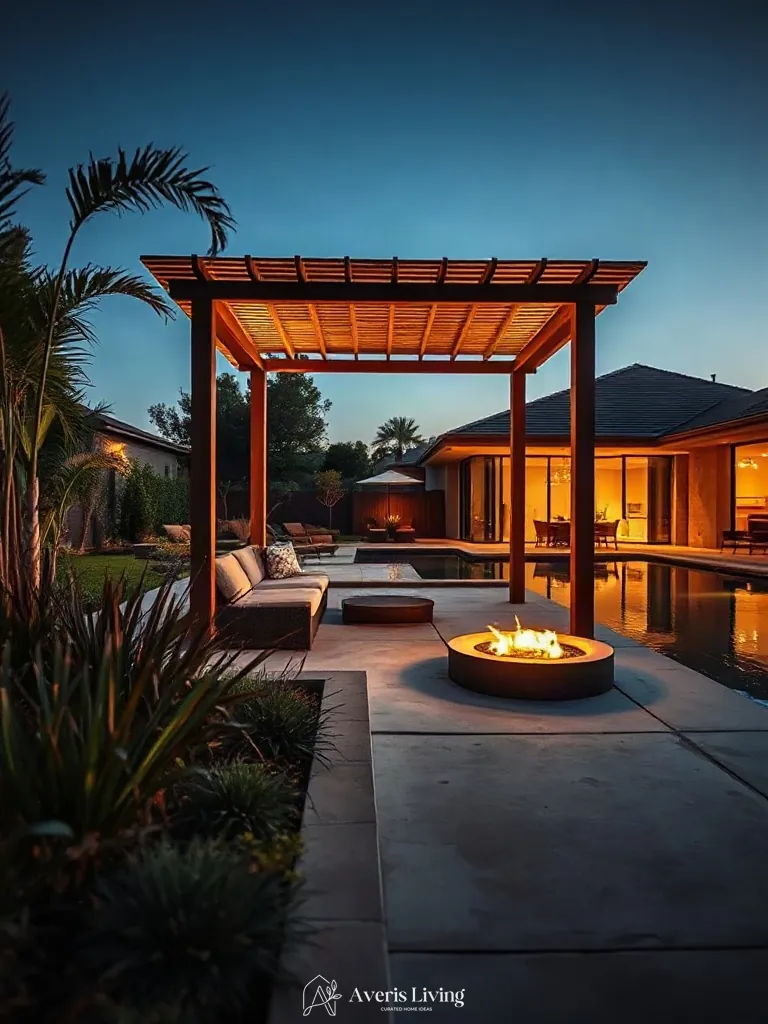 Sunken lounge and focal point created by a backyard gazebo transformation