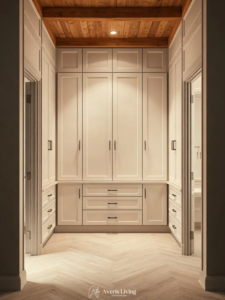 Custom built-in millwork for small closet organization systems
