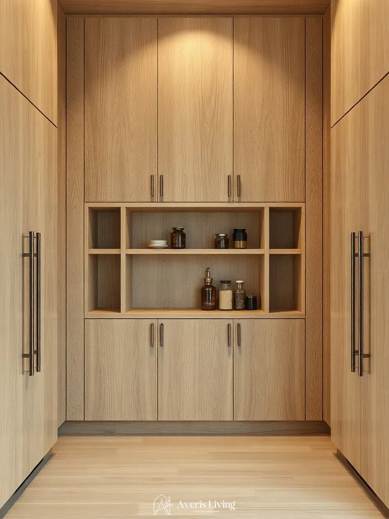 Custom millwork wall featuring integrated magnetic spice rack ideas
