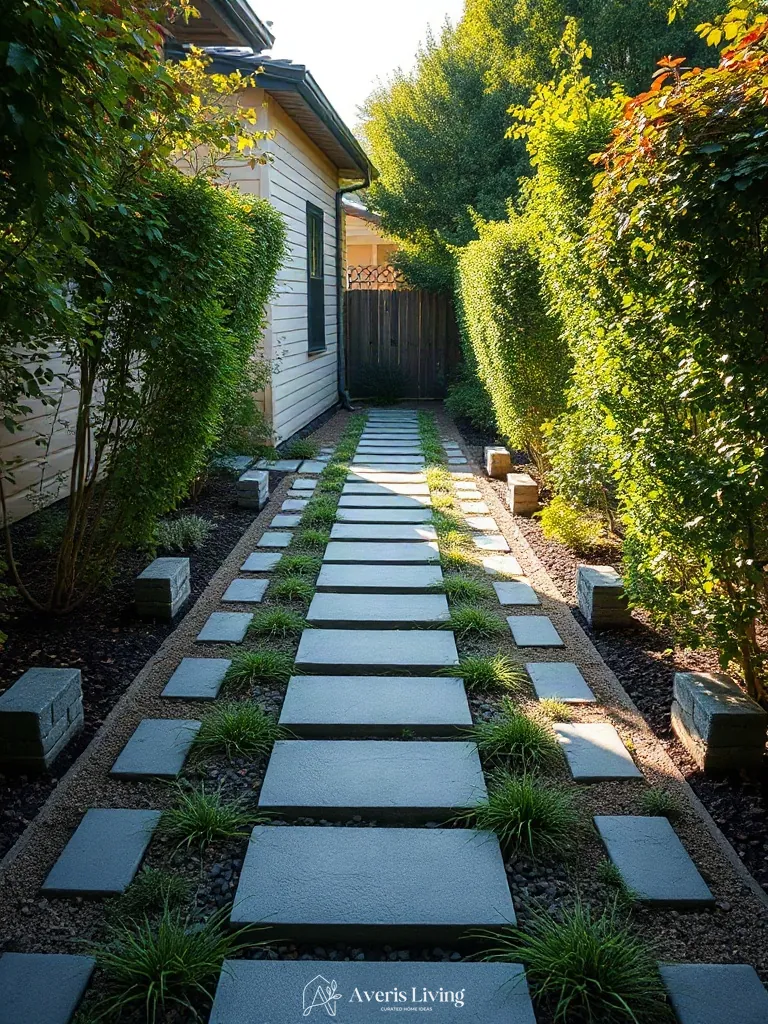 Defining functional pathways using shade backyard stepping stones before and after