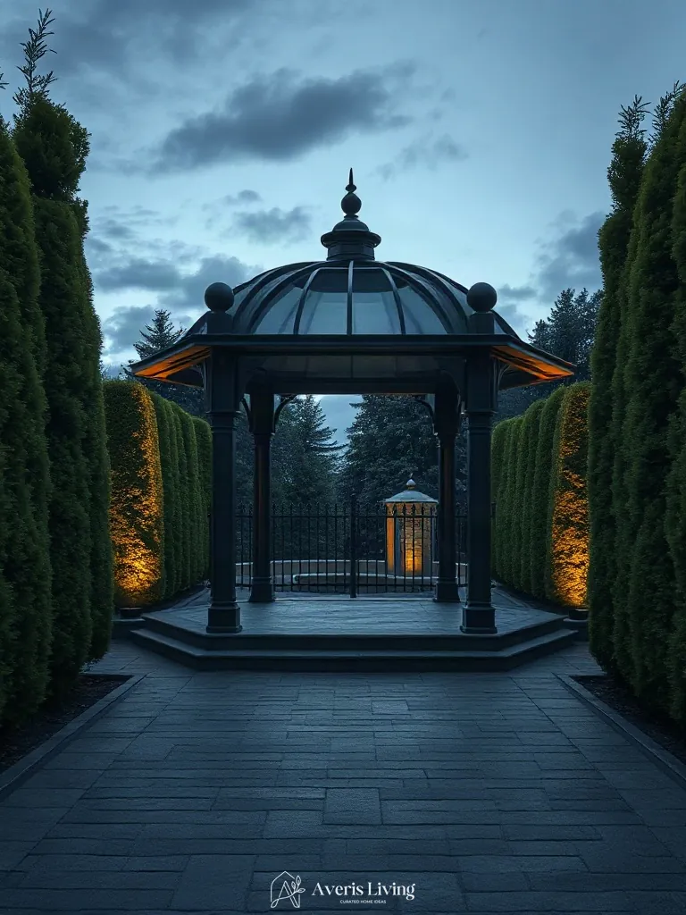 Perimeter framing around an aesthetic backyard gazebo design