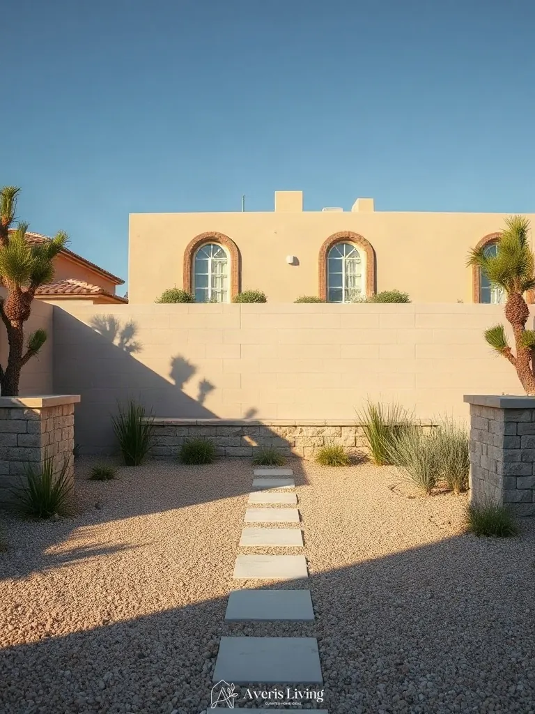 Perimeter boundaries defined by a drought tolerant backyard retaining wall