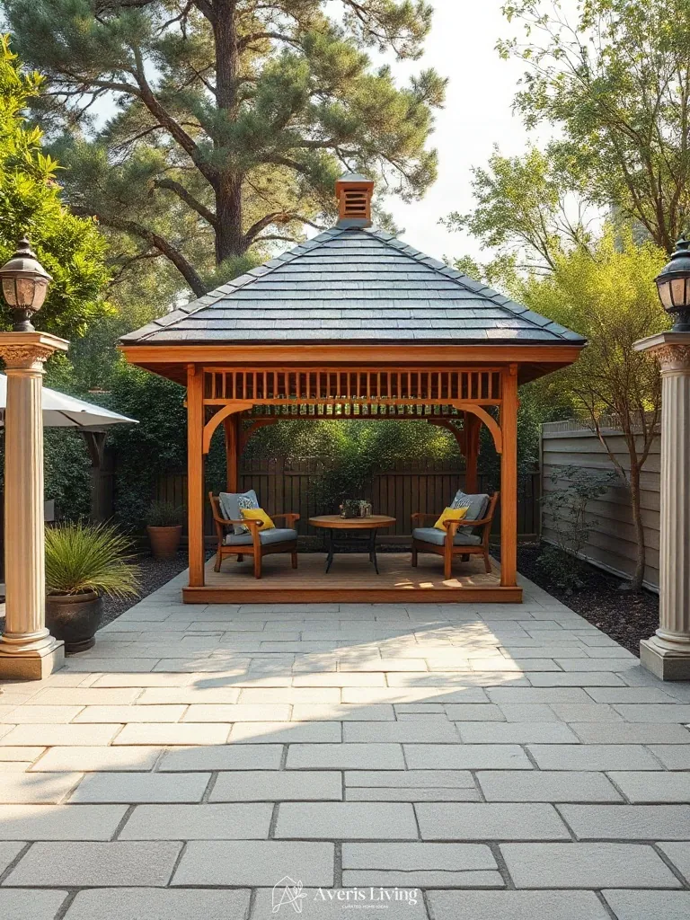 Seamless spatial flow between patio and backyard gazebo