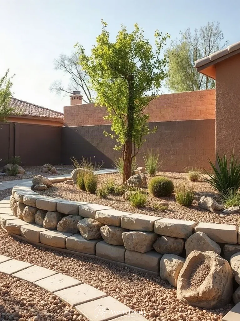 Earthy tones used in retaining wall construction