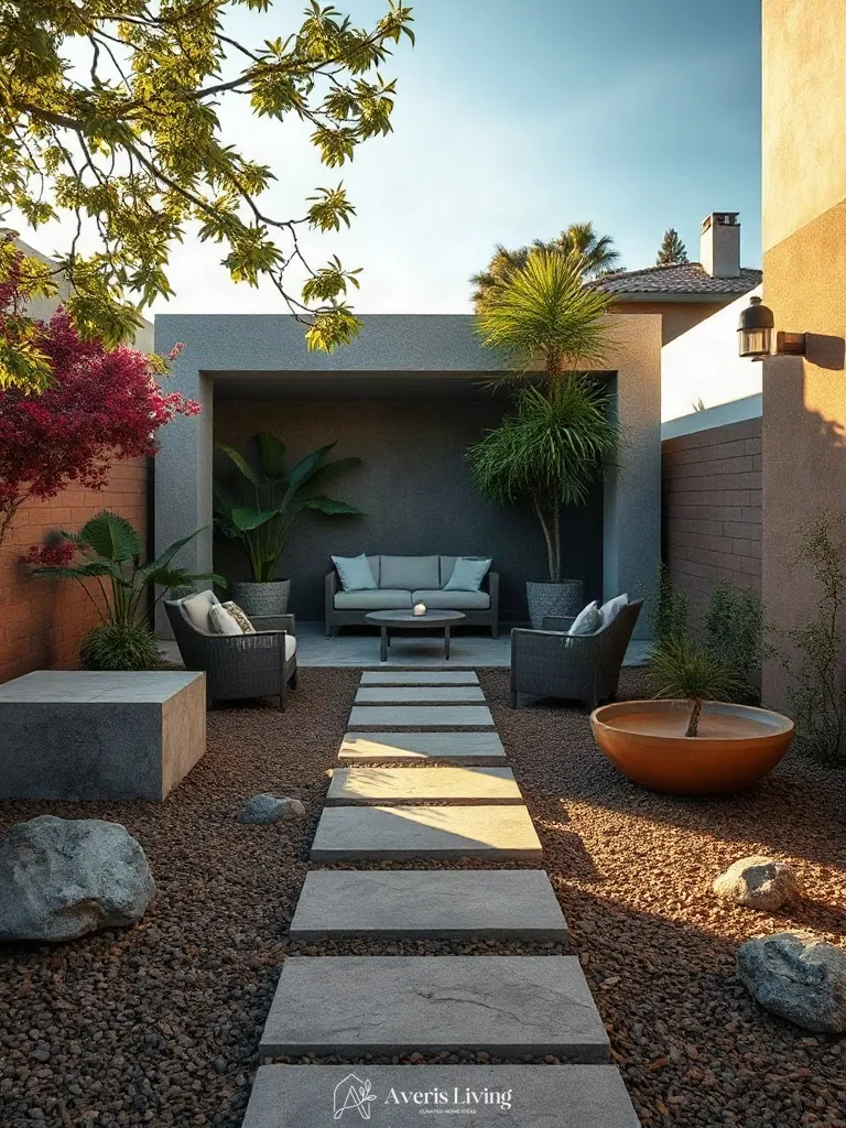Enclosing outdoor rooms with shade backyard stepping stones before and after