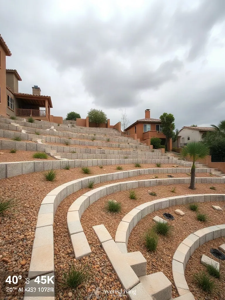 Engineered slope retention in a drought tolerant backyard wall makeover