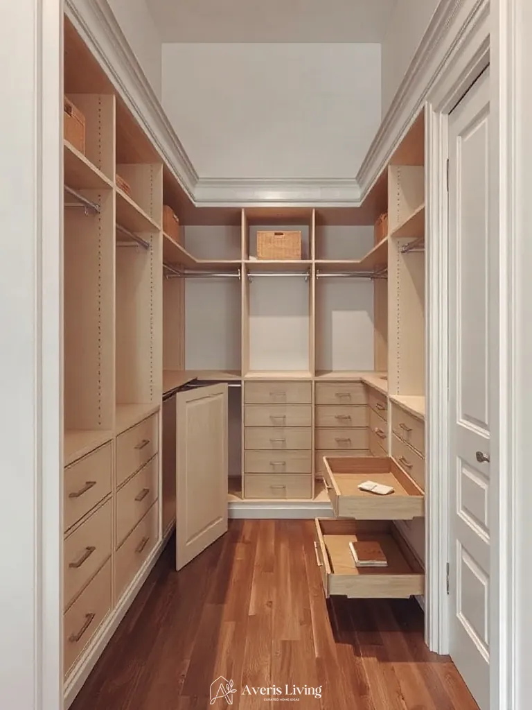 Ergonomic circulation pathways in small closet organization systems