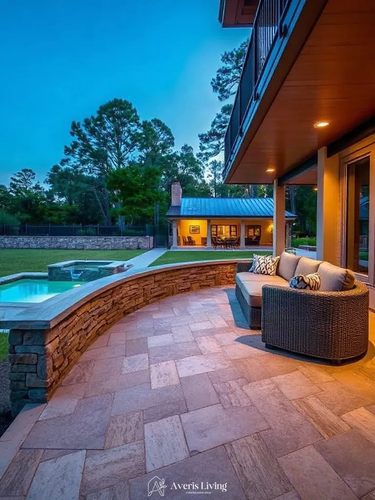 Ergonomic outdoor seating integration for a luxury backyard shed before and after