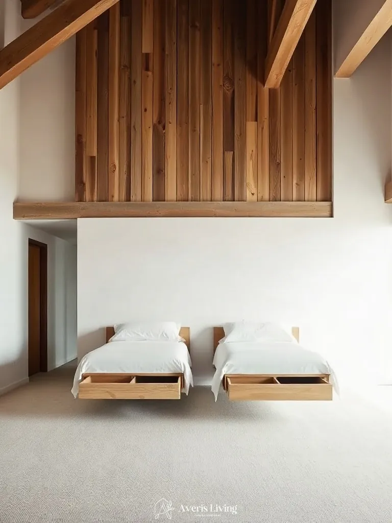 Ergonomic storage integration in a farmhouse master bedroom aesthetic
