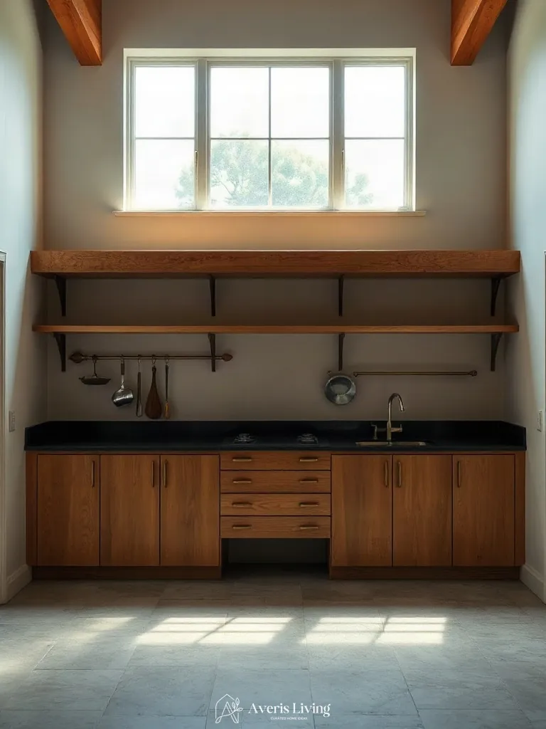 Ergonomic tool rails for vintage kitchen wall decor