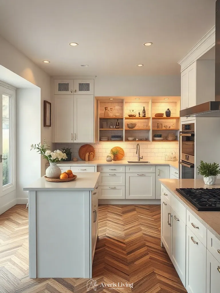 Kitchen workflow floor plan showing efficient affordable storage placement