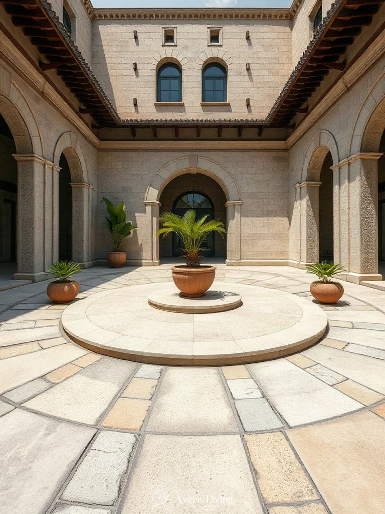 Main focal gathering space connected by stepping stone paths