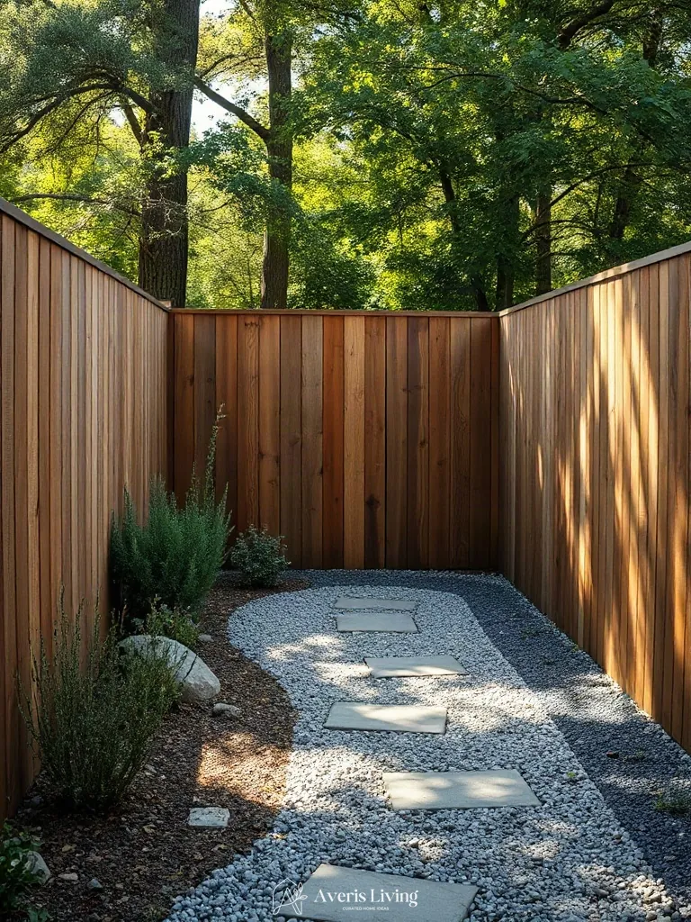 Clear sightlines guided by a rustic privacy fence