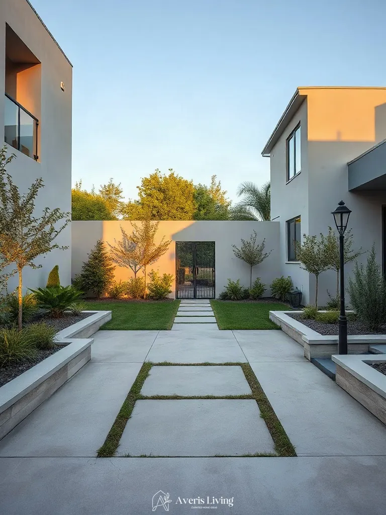Clear sightlines across a modern landscape featuring dog friendly backyard ideas