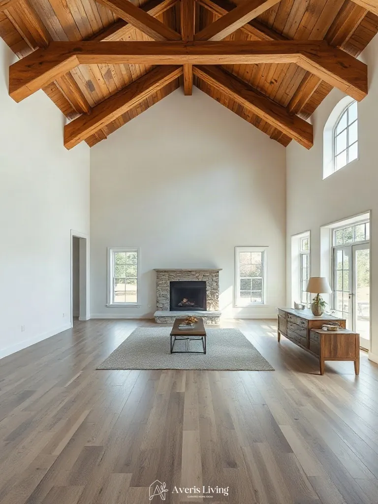 Floor layout optimization in an expansive farmhouse master bedroom aesthetic