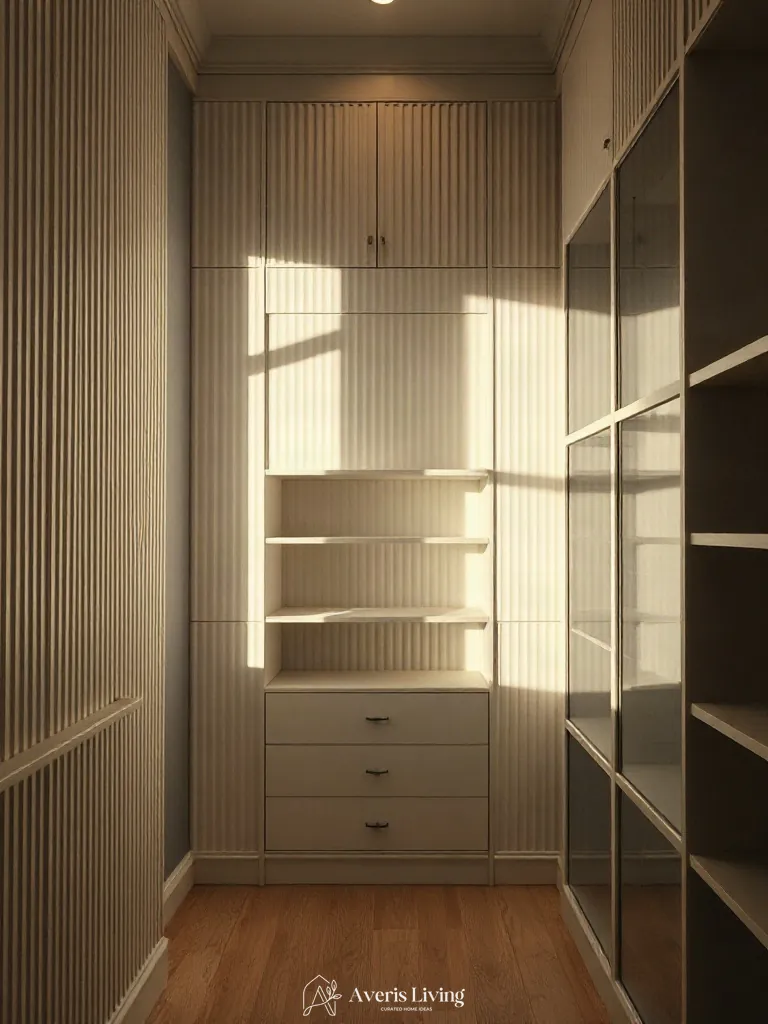 Fluted wall paneling in small closet organization systems