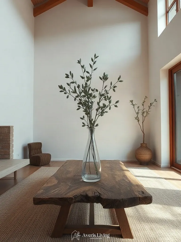 Foraged botanical branches styling rustic wood coffee table ideas