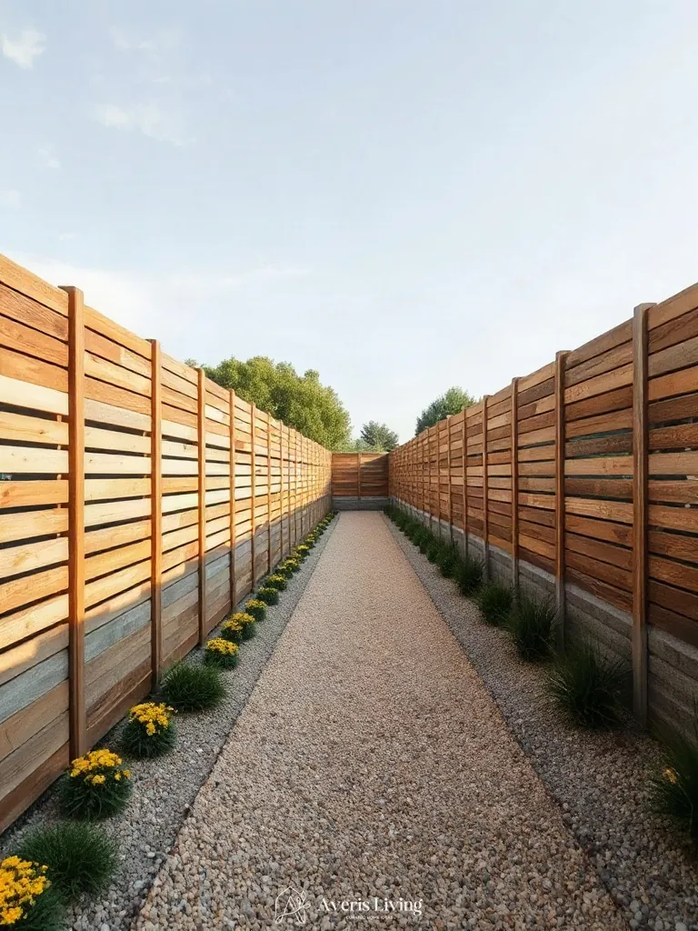 Backyard privacy fence framing exterior visual corridors
